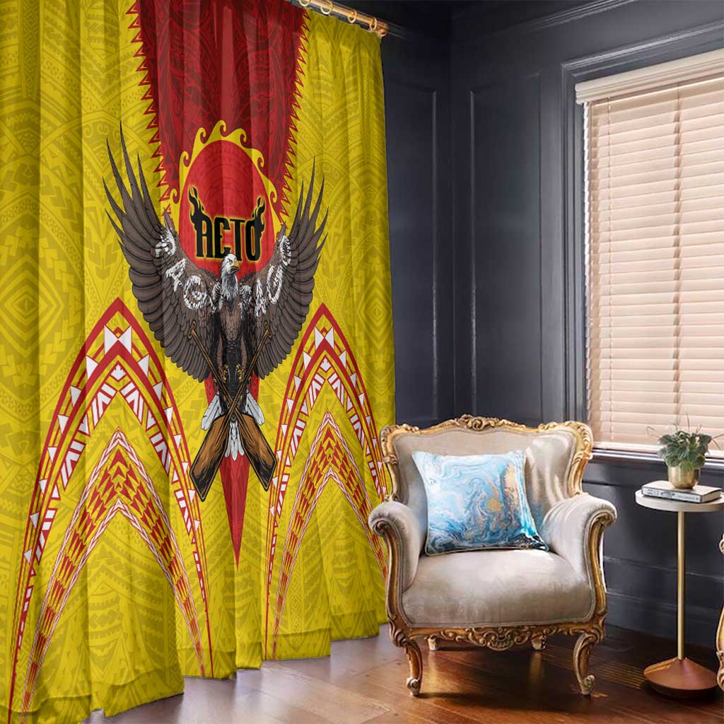 American Samoa Fautasi Race Window Curtain Pago Pago-Aeto Samoan Tattoo and Eagle LT03 - Polynesian Pride