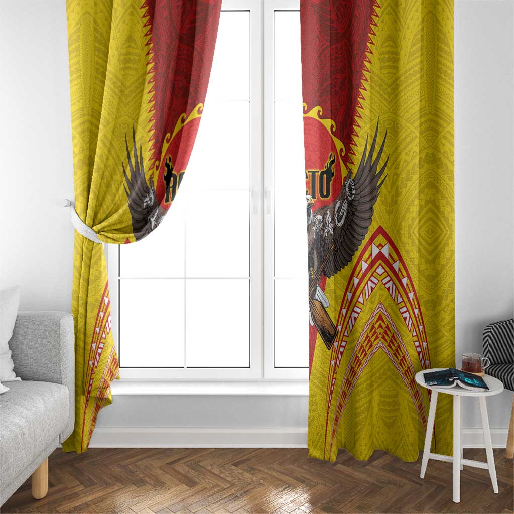 American Samoa Fautasi Race Window Curtain Pago Pago-Aeto Samoan Tattoo and Eagle LT03 - Polynesian Pride