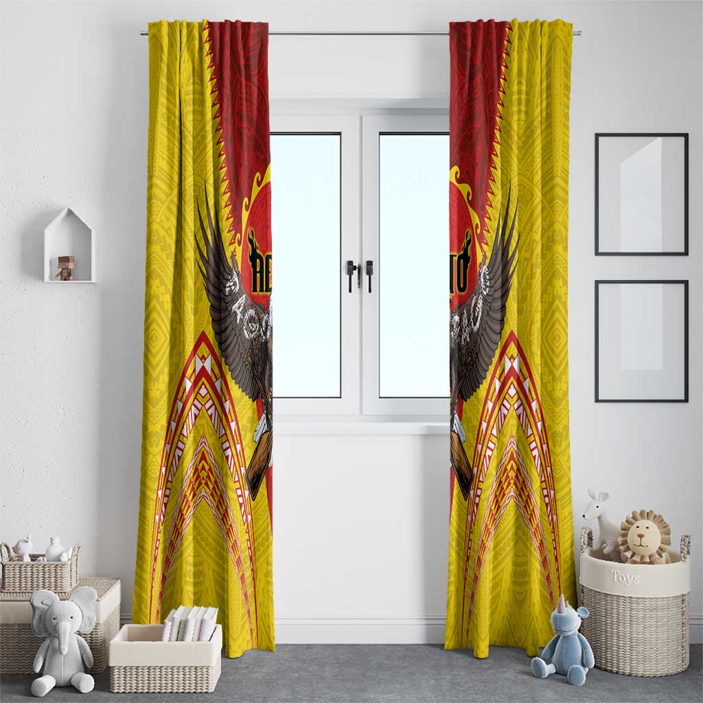 American Samoa Fautasi Race Window Curtain Pago Pago-Aeto Samoan Tattoo and Eagle LT03 - Polynesian Pride