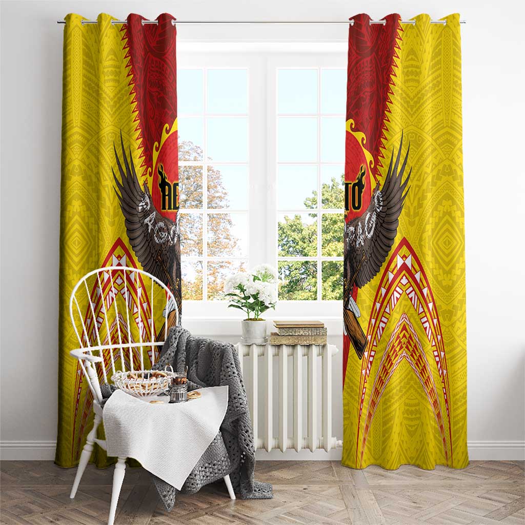 American Samoa Fautasi Race Window Curtain Pago Pago-Aeto Samoan Tattoo and Eagle LT03 - Polynesian Pride