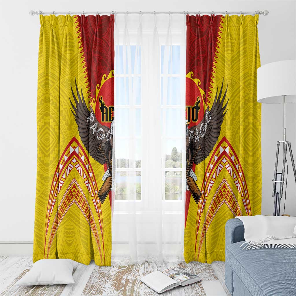 American Samoa Fautasi Race Window Curtain Pago Pago-Aeto Samoan Tattoo and Eagle LT03 - Polynesian Pride