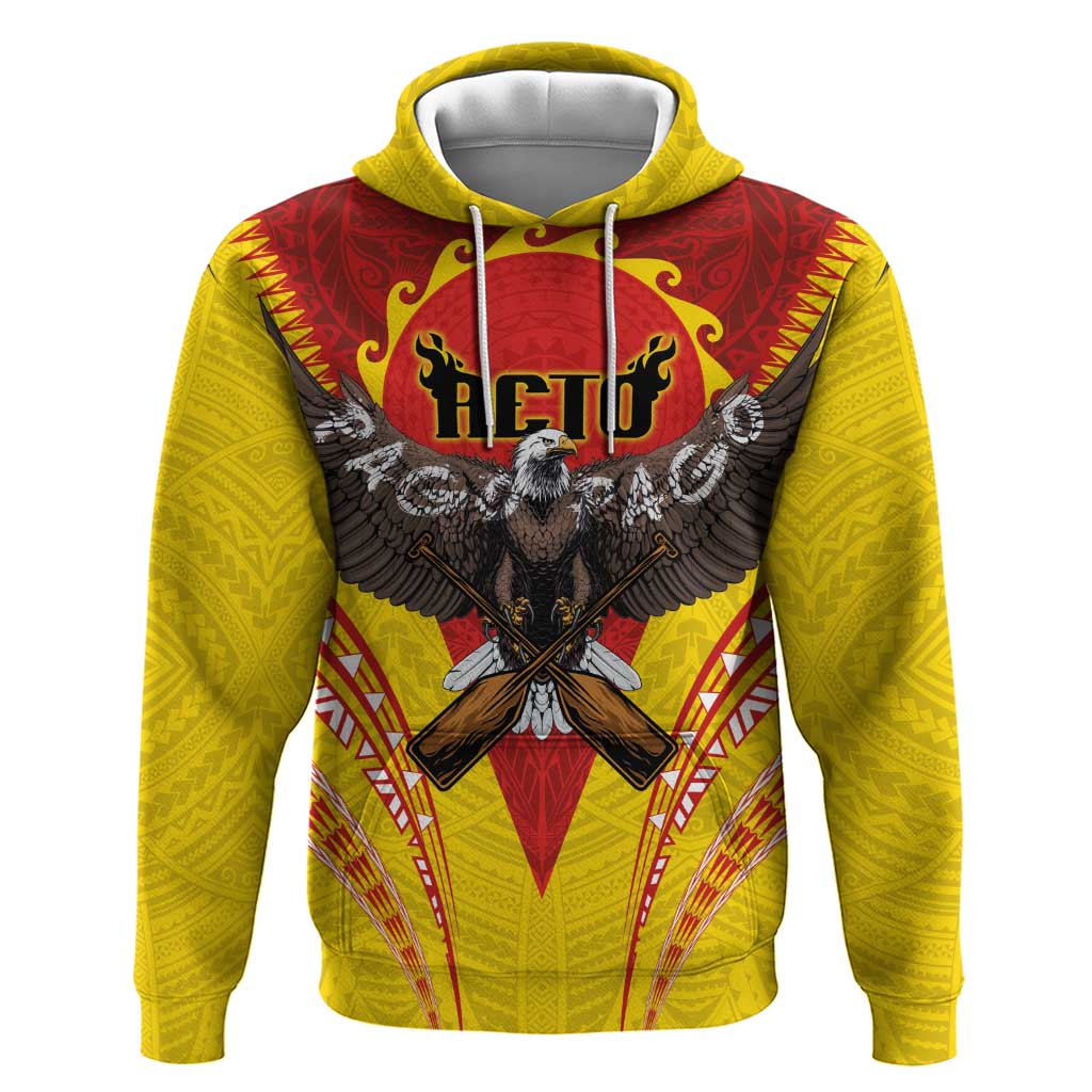 American Samoa Fautasi Race Zip Hoodie Pago Pago-Aeto Samoan Tattoo and Eagle LT03 Pullover Hoodie Yellow - Polynesian Pride