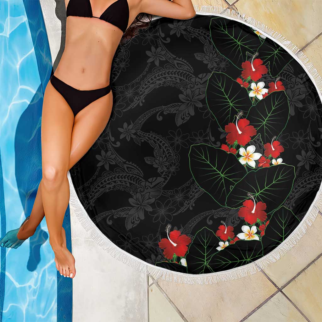 Hawaiian Taro Leaves-Hibiscus and Plumeria Beach Blanket Floral Tribal Tattoo Motif