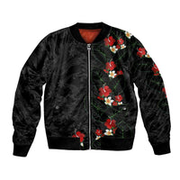 Hawaiian Taro Leaves-Hibiscus and Plumeria Bomber Jacket Floral Tribal Tattoo Motif