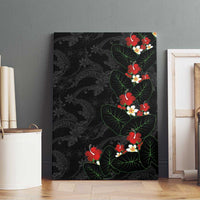 Hawaiian Taro Leaves-Hibiscus and Plumeria Canvas Wall Art Floral Tribal Tattoo Motif