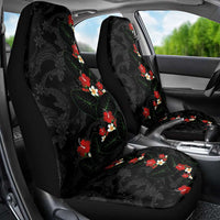 Hawaiian Taro Leaves-Hibiscus and Plumeria Car Seat Cover Floral Tribal Tattoo Motif