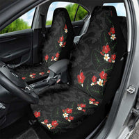 Hawaiian Taro Leaves-Hibiscus and Plumeria Car Seat Cover Floral Tribal Tattoo Motif