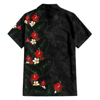 Hawaiian Taro Leaves-Hibiscus and Plumeria Family Matching Mermaid Dress and Hawaiian Shirt Floral Tribal Tattoo Motif
