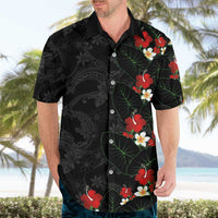 Hawaiian Taro Leaves-Hibiscus and Plumeria Hawaiian Shirt Floral Tribal Tattoo Motif