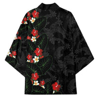 Hawaiian Taro Leaves-Hibiscus and Plumeria Kimono Floral Tribal Tattoo Motif