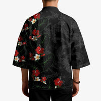 Hawaiian Taro Leaves-Hibiscus and Plumeria Kimono Floral Tribal Tattoo Motif
