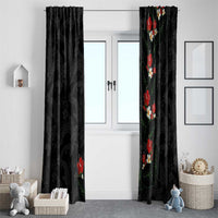 Hawaiian Taro Leaves-Hibiscus and Plumeria Window Curtain Floral Tribal Tattoo Motif