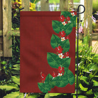 Hawaiian Taro Leaves-Hibiscus and Plumeria Garden Flag Polynesian Art-Kakau Tattoo Red