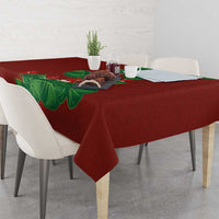 Hawaiian Taro Leaves-Hibiscus and Plumeria Tablecloth Polynesian Art-Kakau Tattoo Red LT03 - Polynesian Pride