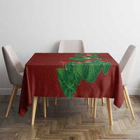 Hawaiian Taro Leaves-Hibiscus and Plumeria Tablecloth Polynesian Art-Kakau Tattoo Red LT03 - Polynesian Pride