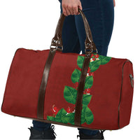 Hawaiian Taro Leaves-Hibiscus and Plumeria Travel Bag Polynesian Art-Kakau Tattoo Red
