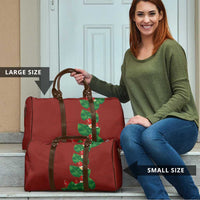 Hawaiian Taro Leaves-Hibiscus and Plumeria Travel Bag Polynesian Art-Kakau Tattoo Red