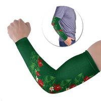 Hawaiian Taro Leaves-Hibiscus and Plumeria Arm Sleeves Polynesian Art-Kakau Tattoo Green