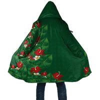 Hawaiian Taro Leaves-Hibiscus and Plumeria Cloak Polynesian Art-Kakau Tattoo Green