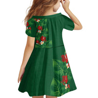 Hawaiian Taro Leaves-Hibiscus and Plumeria Family Matching Off Shoulder Maxi Dress and Hawaiian Shirt Polynesian Art-Kakau Tattoo Green