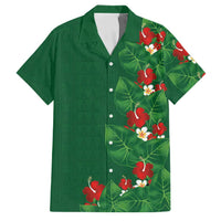 Hawaiian Taro Leaves-Hibiscus and Plumeria Family Matching Puletasi and Hawaiian Shirt Polynesian Art-Kakau Tattoo Green