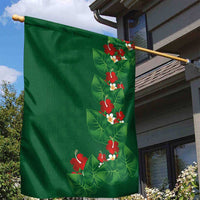 Hawaiian Taro Leaves-Hibiscus and Plumeria Garden Flag Polynesian Art-Kakau Tattoo Green