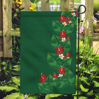 Hawaiian Taro Leaves-Hibiscus and Plumeria Garden Flag Polynesian Art-Kakau Tattoo Green