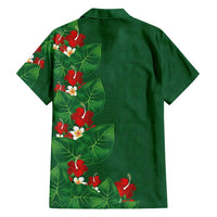 Hawaiian Taro Leaves-Hibiscus and Plumeria Hawaiian Shirt Polynesian Art-Kakau Tattoo Green