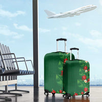 Hawaiian Taro Leaves-Hibiscus and Plumeria Luggage Cover Polynesian Art-Kakau Tattoo Green