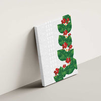 Hawaiian Taro Leaves-Hibiscus and Plumeria Canvas Wall Art Polynesian Art-Kakau Tattoo White