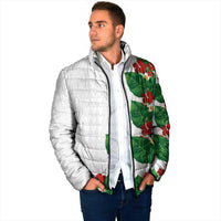 Hawaiian Taro Leaves-Hibiscus and Plumeria Padded Jacket Polynesian Art-Kakau Tattoo White LT03 - Polynesian Pride