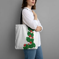 Hawaiian Taro Leaves-Hibiscus and Plumeria Tote Bag Polynesian Art-Kakau Tattoo White