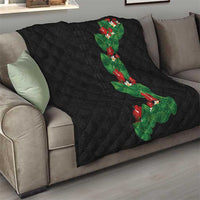 Hawaiian Taro Leaves-Hibiscus and Plumeria Quilt Polynesian Art-Kakau Tattoo Black
