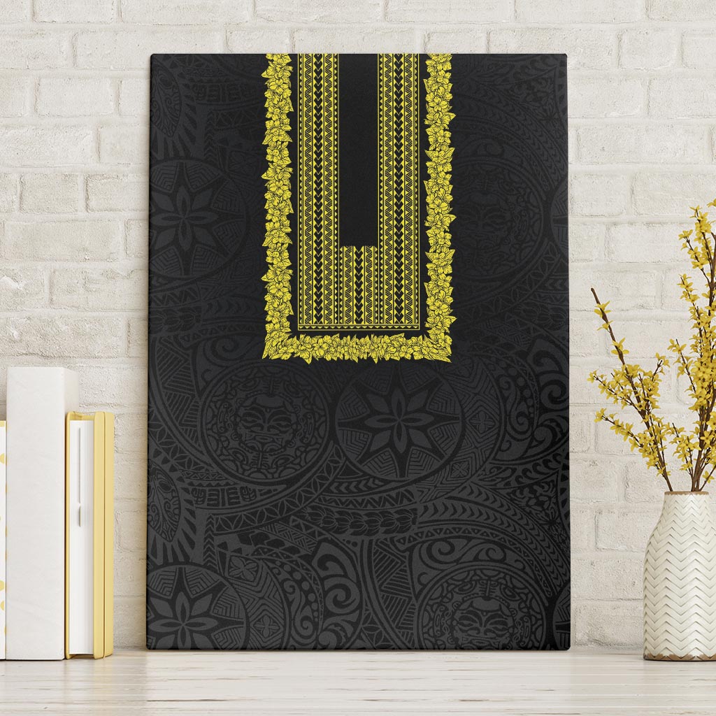 Philippines Polynesian Jasmine Pattern Canvas Wall Art With Barong Tagalog Black Style