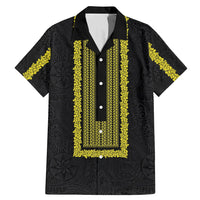 Philippines Polynesian Jasmine Pattern Family Matching Mermaid Dress and Hawaiian Shirt With Barong Tagalog Black Style