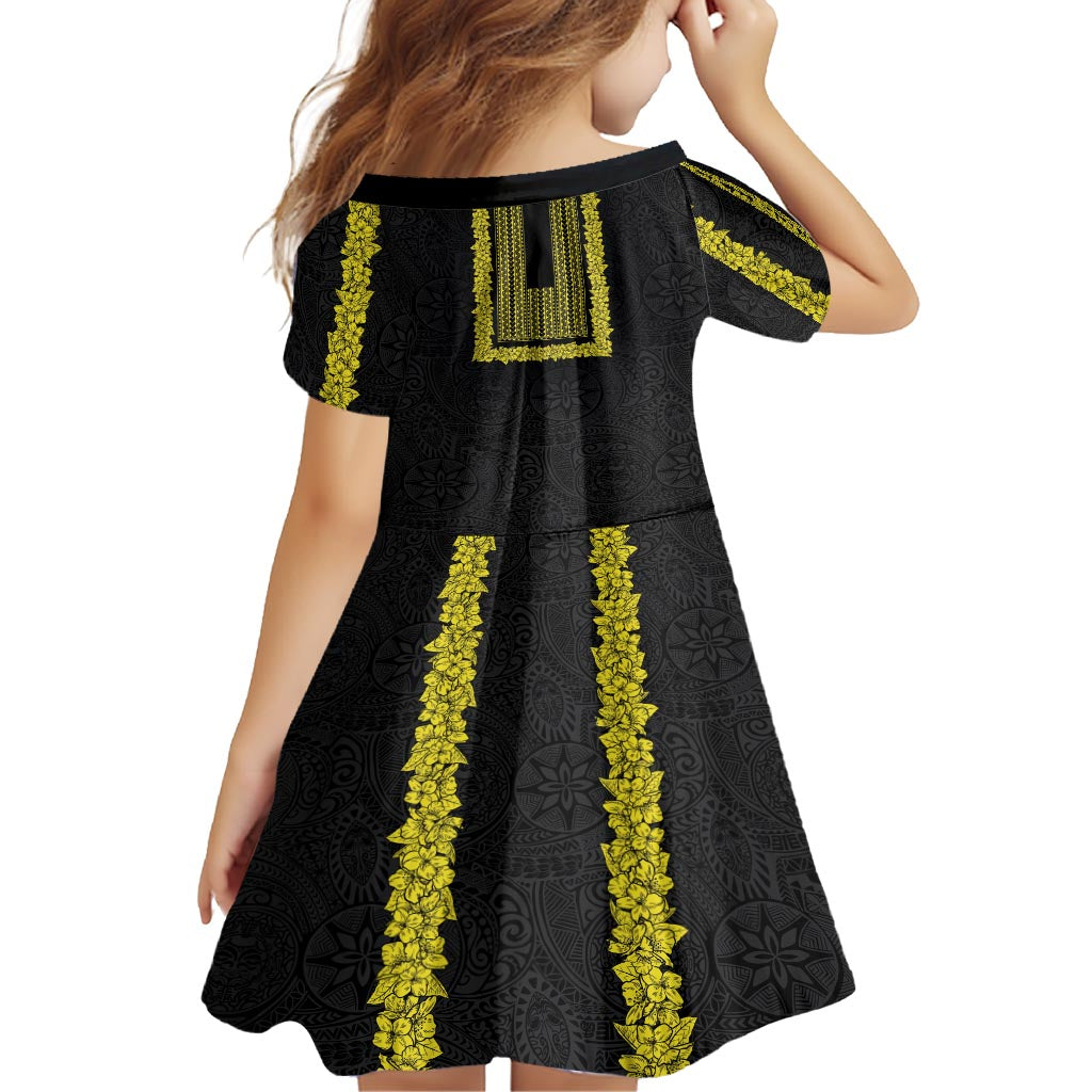 Philippines Polynesian Jasmine Pattern Family Matching Tank Maxi Dress and Hawaiian Shirt With Barong Tagalog Black Style