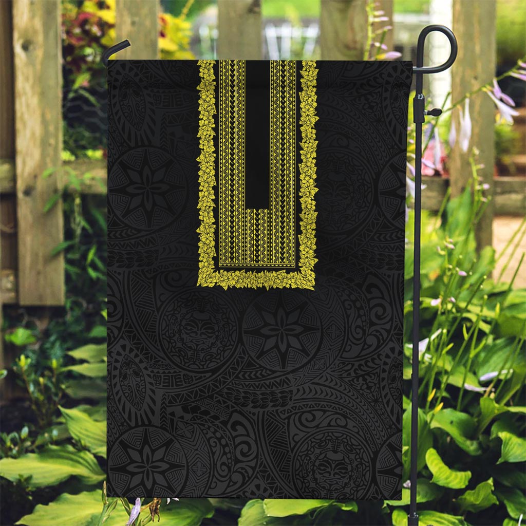 Philippines Polynesian Jasmine Pattern Garden Flag With Barong Tagalog Black Style