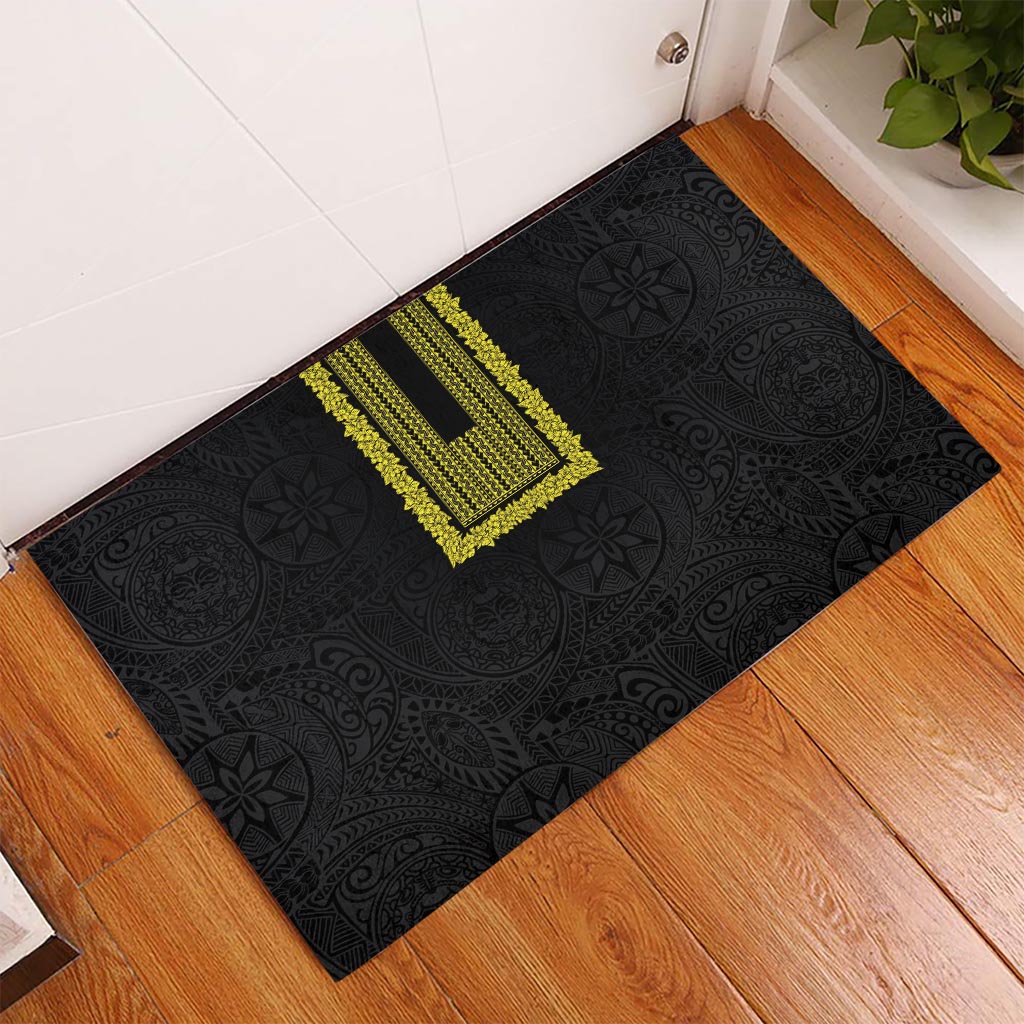 Philippines Polynesian Jasmine Pattern Rubber Doormat With Barong Tagalog Black Style