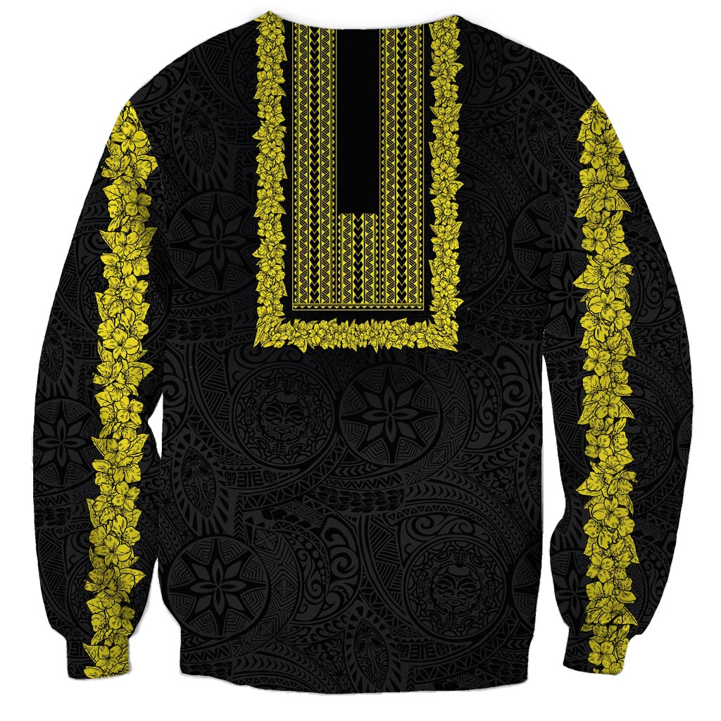 Philippines Polynesian Jasmine Pattern Sweatshirt With Barong Tagalog Black Style