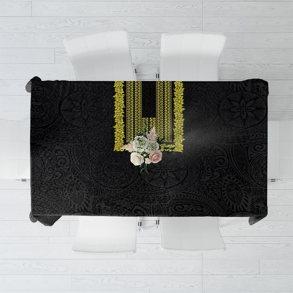 Philippines Polynesian Jasmine Pattern Tablecloth With Barong Tagalog Black Style