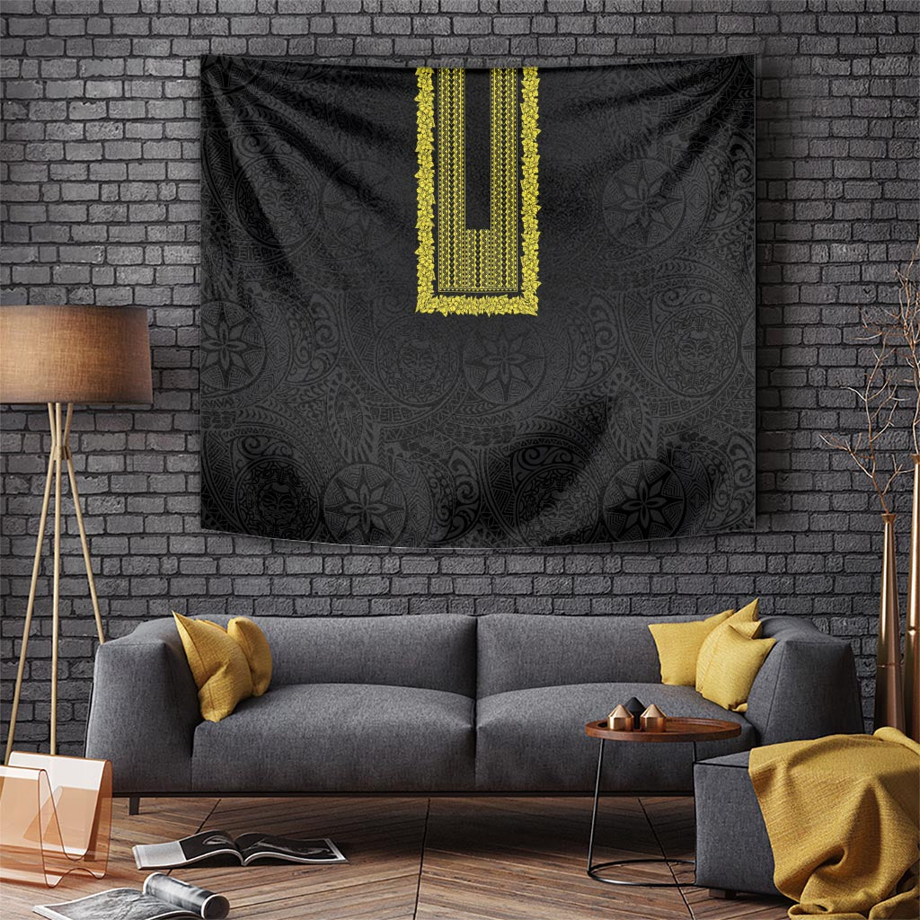 Philippines Polynesian Jasmine Pattern Tapestry With Barong Tagalog Black Style