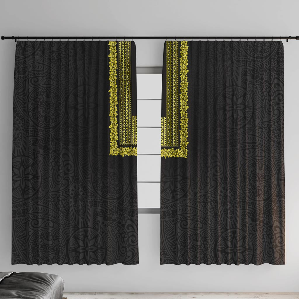 Philippines Polynesian Jasmine Pattern Window Curtain With Barong Tagalog Black Style