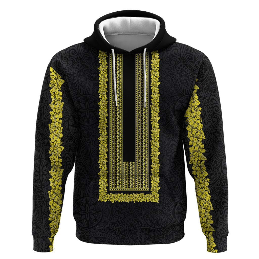 Philippines Polynesian Jasmine Pattern Zip Hoodie With Barong Tagalog Black Style