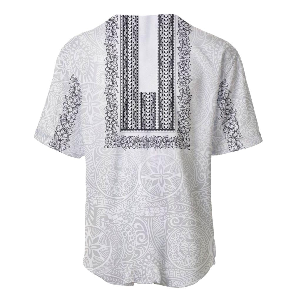 Philippines Polynesian Jasmine Pattern Baseball Jersey With Barong Tagalog White Style