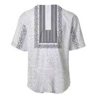 Philippines Polynesian Jasmine Pattern Baseball Jersey With Barong Tagalog White Style
