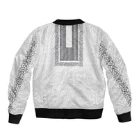Philippines Polynesian Jasmine Pattern Bomber Jacket With Barong Tagalog White Style