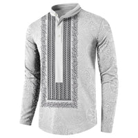 Philippines Polynesian Jasmine Pattern Button Sweatshirt With Barong Tagalog White Style