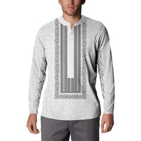 Philippines Polynesian Jasmine Pattern Button Sweatshirt With Barong Tagalog White Style