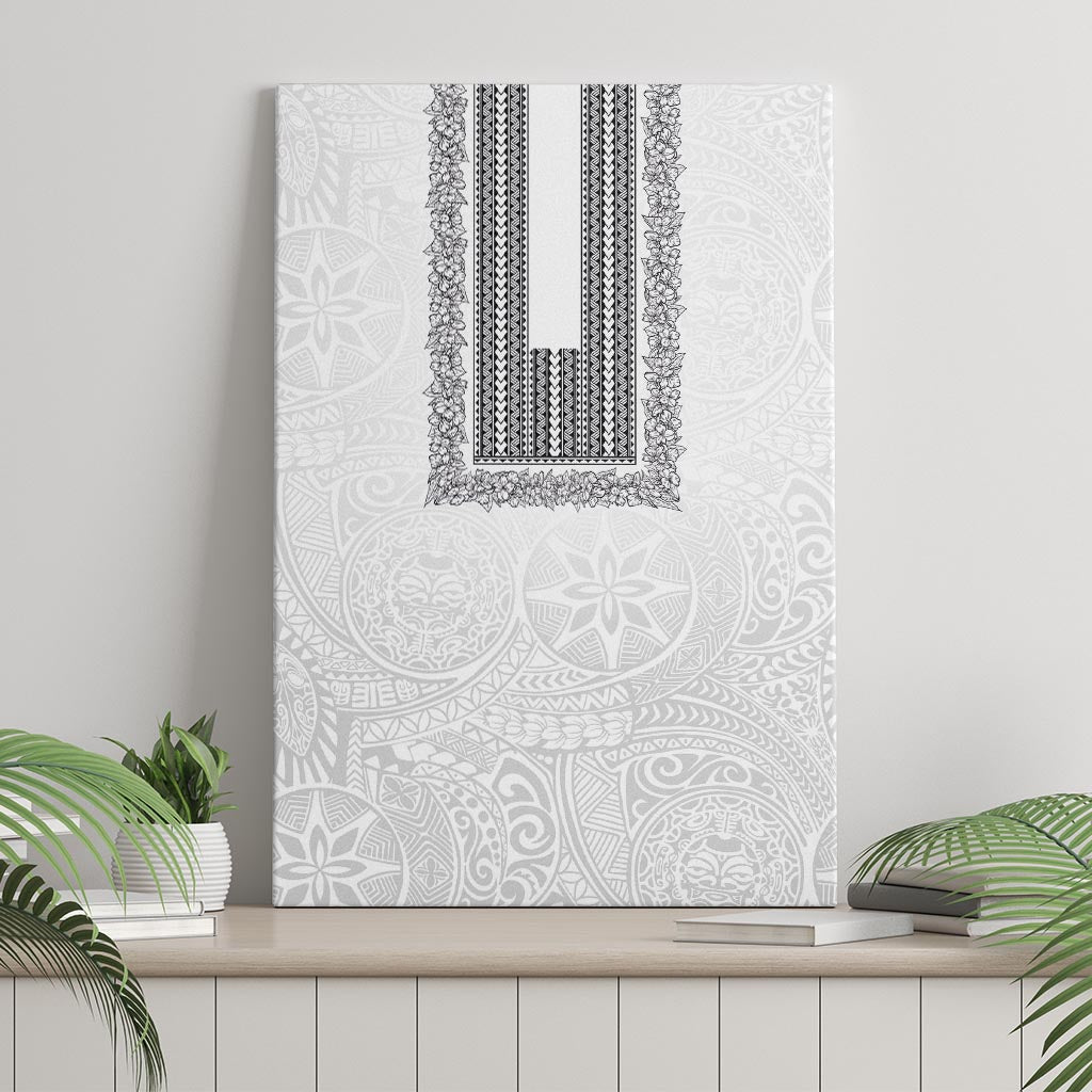 Philippines Polynesian Jasmine Pattern Canvas Wall Art With Barong Tagalog White Style