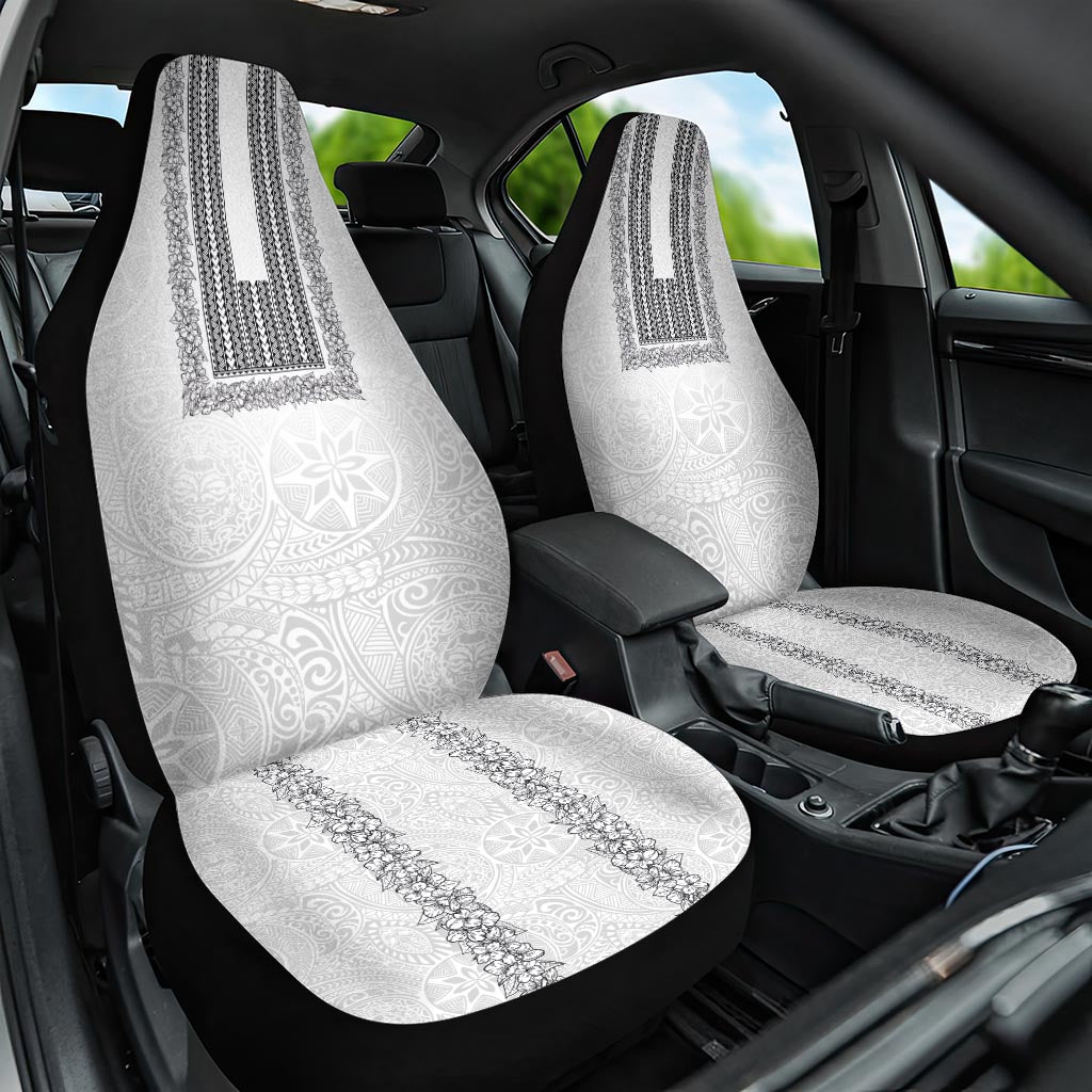 Philippines Polynesian Jasmine Pattern Car Seat Cover With Barong Tagalog White Style